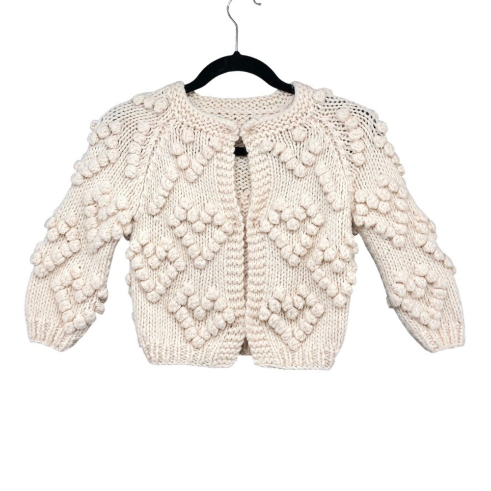 Chicwish Cardigan Girls 3-4YR Kids Cream Bobble Chunky Knit Wool Blend Sweater